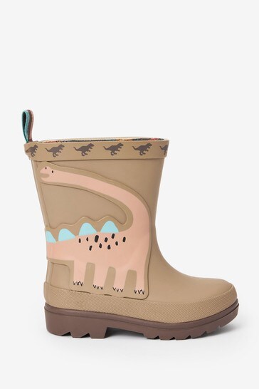 Tan Dino Warm Lined Buckle Wellies