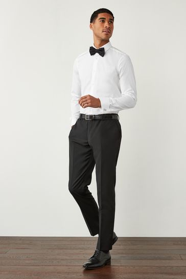 White Slim Fit Double Cuff Cotton Shirt