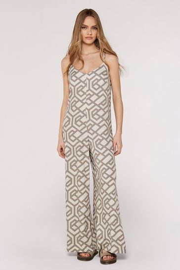 Buy Apricot Stone Retro Geo Print Jumpsuit from Next Ireland