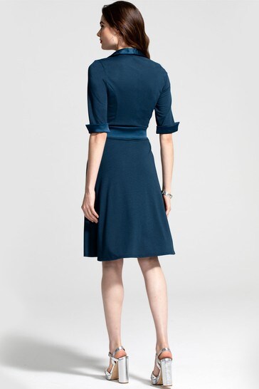 Buy HotSquash Blue Fit And Flare Wrap Dress With Silky Trim from Next Cyprus