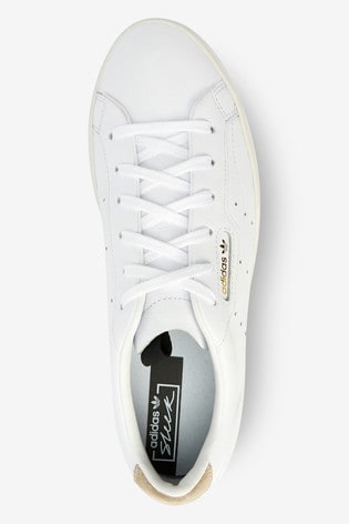 adidas originals embroidered sleek trainers in white