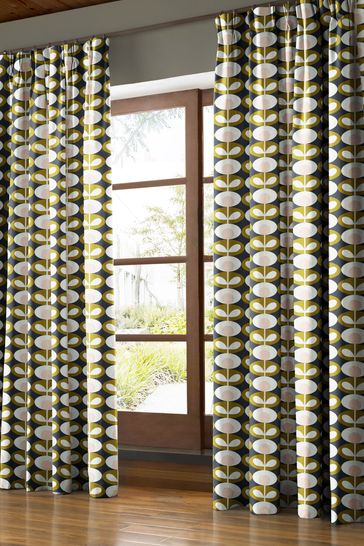 Orla Kiely Green Oval Flower Made To Measure Curtains