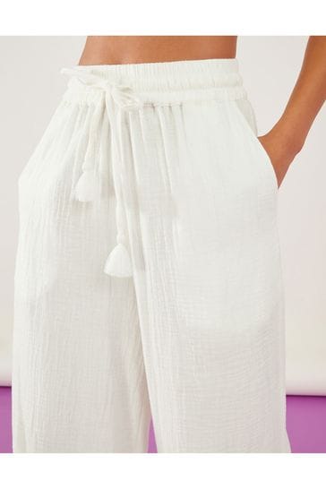 Buy Accessorize White Crinkle Beach Trousers from Next Ireland