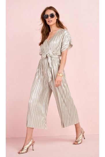 Buy Metallic Silver Plisse Jumpsuit from Next Luxembourg