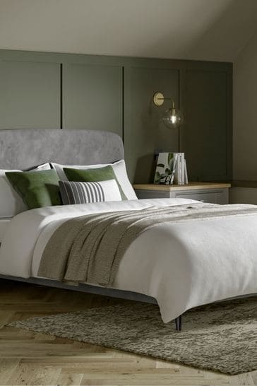 Velvet grey upholstered bed new arrivals