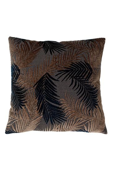 Riva Paoletti Blush Pink/Navy Blue Palm Grove Velvet Polyester Filled Cushion