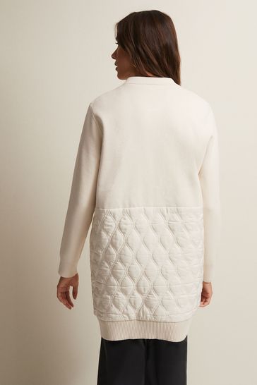 Phase Eight Zadie Quilted Knit White Coatigan