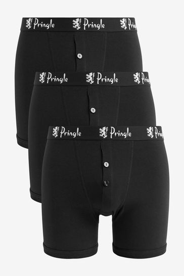 Pringle Black Button Fly 3 Pack  Boxers