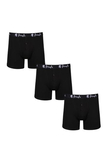 Buy Pringle Dark Black Button Fly 3 Pack Boxers from the Next UK online shop