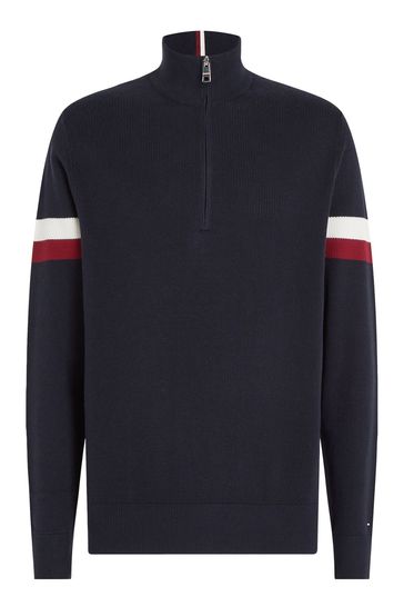 Tommy hilfiger zipped mock neck hot sale jumper