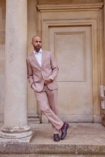 Pink Regular Fit Nova Fides Italian Wool Blend Suit: Trousers