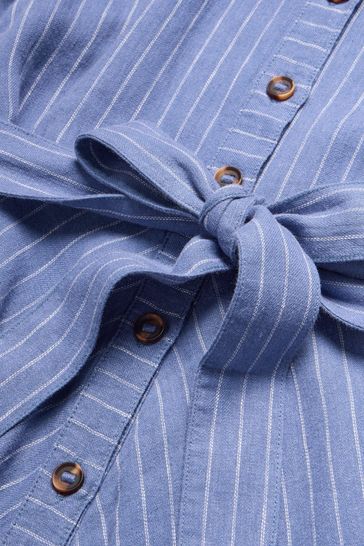 Blue and white on sale striped button down dress