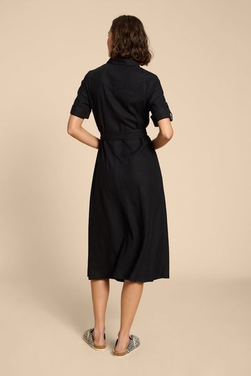 Buy White Stuff Black Beth Linen Blend Shirt Dress from Next Hungary