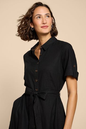 Buy White Stuff Black Beth Linen Blend Shirt Dress from Next Kuwait