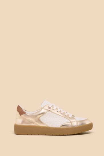 White Stuff Gold Dahlia Leather Trainers