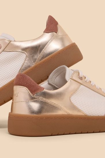 Gold deals leather trainers