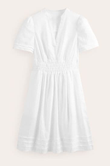 Boden white linen dress discount