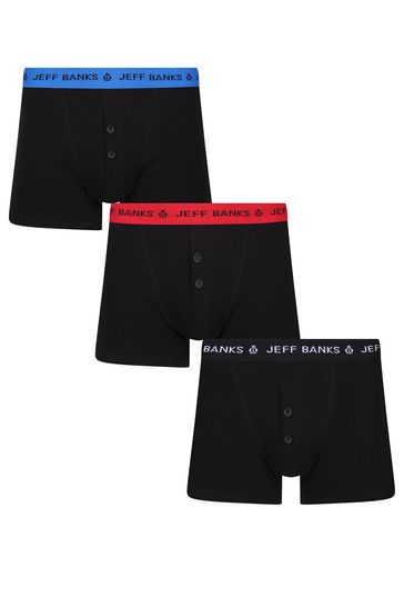 Buy Jeff Banks Dark Black Classic Button Fly Boxers 3 PK from Next  Luxembourg