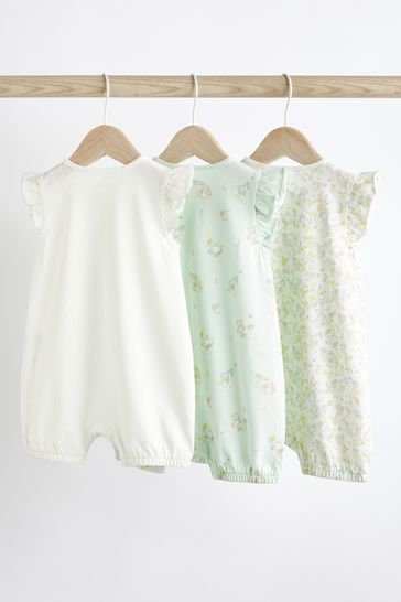 Buy Green White Bunny Baby Rompers 3 Pack from the Next UK online shop