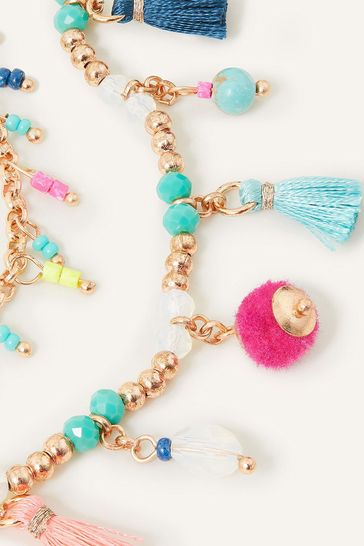Blue tassel necklace deals