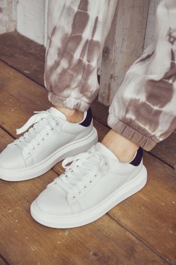 Buy White Black Chunky Sole Trainers from Next Luxembourg