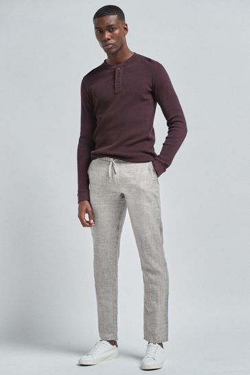 Big Sizes - 100% Linen Men's Trousers 23031-G2