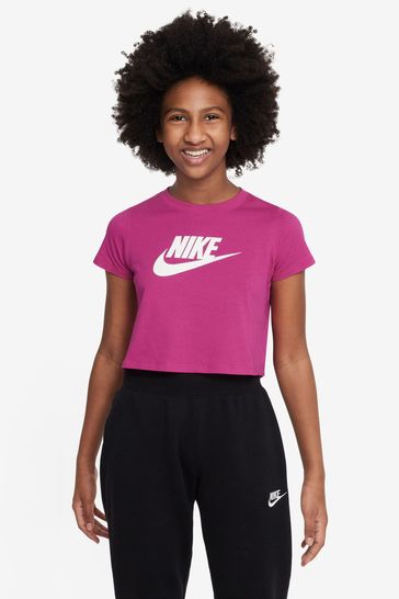 Nike Fushsia Pink Futura Cropped T-Shirt