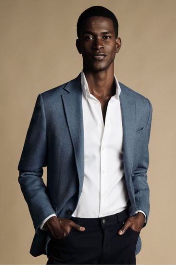 Charles Tyrwhitt Blue Twill Wool Texture Classic Fit Jacket