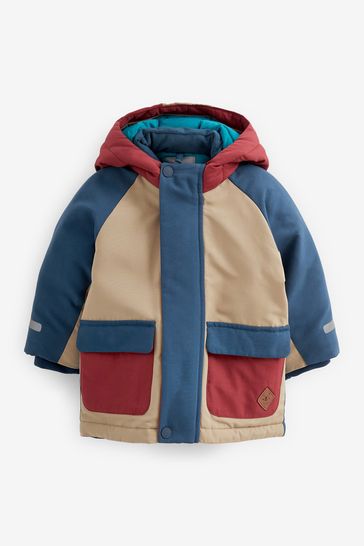 Buy Blue Colourblock Shower Resistant Parka Coat 3mths 7yrs from Next Luxembourg