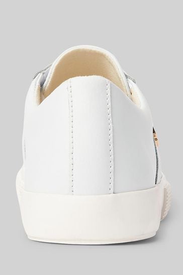 Buy Lauren Ralph Lauren White Janson Logo Leather Trainers from