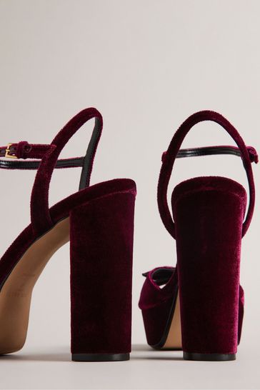 Buy Ted Baker Red Velvet Kayvi Bow Platform Heeled Sandals from