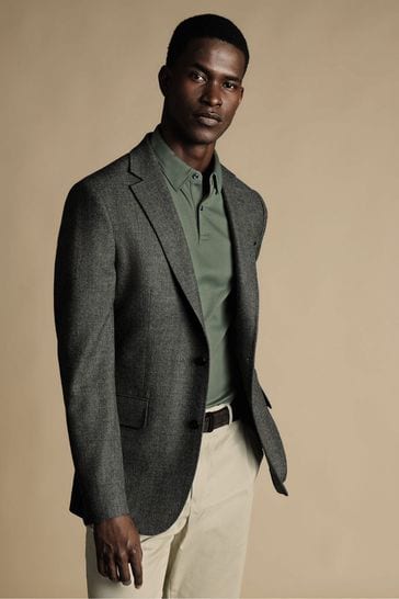 Charles Tyrwhitt Grey Slim Fit Twill Wool Texture Suit: Jacket