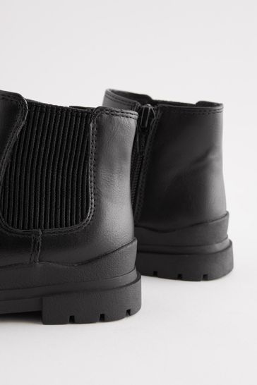 Black Chunky Sole Chelsea Boots