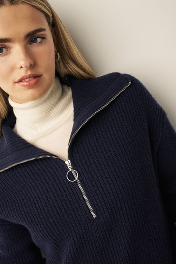 Buy GANT Wool Ribbed Half Zip Tunic Jumper from Next Poland