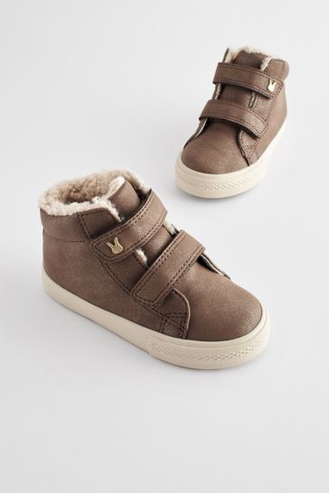 Chocolate Brown Standard Fit (F) High Top Trainers
