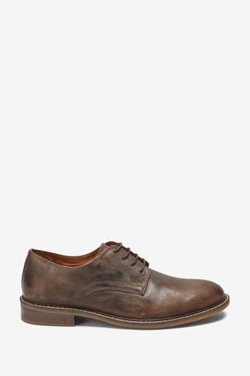 Brown Waxy Leather Derby Shoes