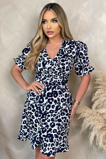 Ax paris wrap front animal clearance print dress