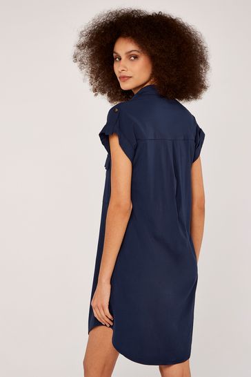 Navy sleeveless shirt dress hotsell