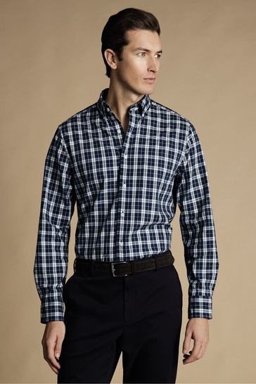 Charles Tyrwhitt Blue Check Non-Iron Stretch Poplin Slim Fit Shirt