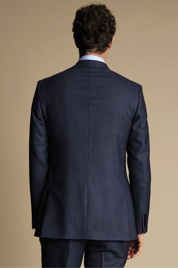 Charles Tyrwhitt Blue Slim-Fit Heather Prince of Wales Suit Jacket
