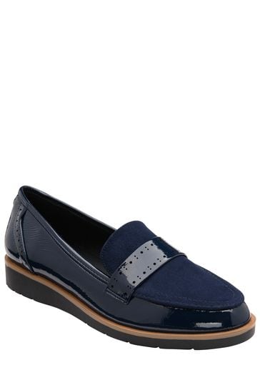 Lotus Navy Blue Wedge Loafers