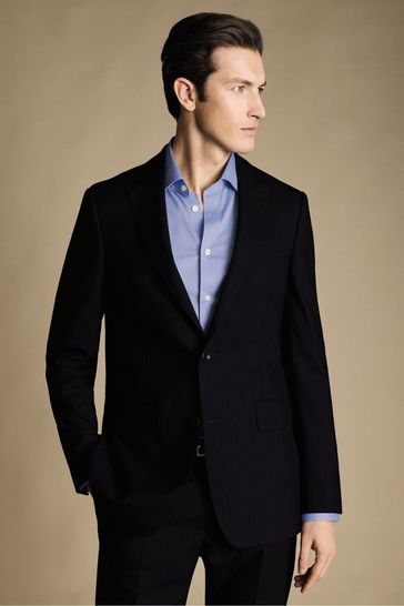Charles Tyrwhitt Blue Slim Fit Stripe Ultimate Performance Suit: Jacket
