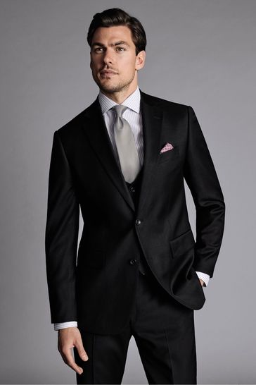 Charles Tyrwhitt Black Slim Fit Twill Stretch Suit: Jacket