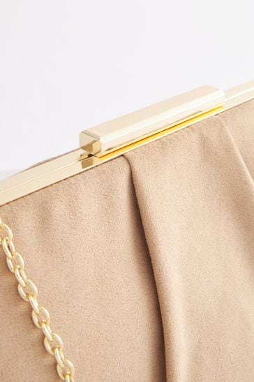 Nude gold sales clutch bag