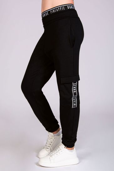 Pineapple Black/White Wide Leg Girls Cargo Joggers