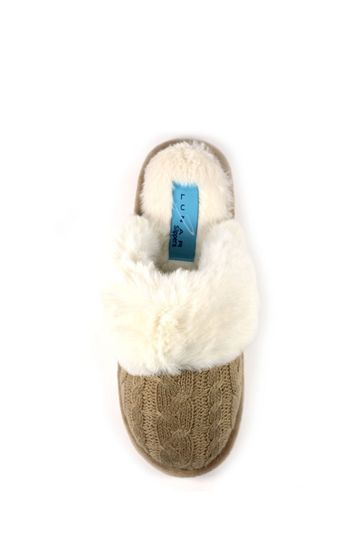 Faux fur trim discount slippers