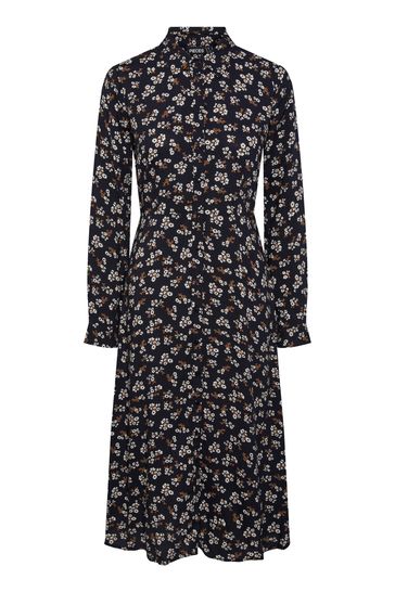 Buy PIECES Black Printed Midi Shirt Dress from Next Canada