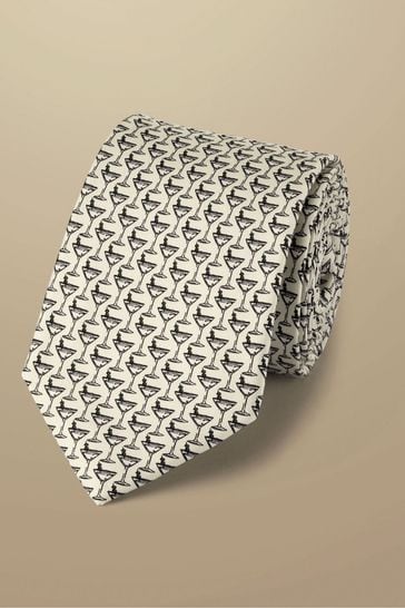 Corbata natural con estampado de liebres de seda de Charles Tyrwhitt