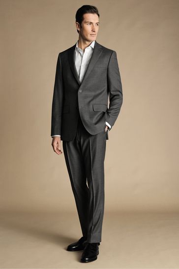 Charles Tyrwhitt Grey Slim Fit Italian Luxury Suit: Trousers