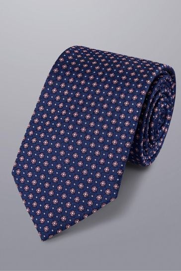 Charles Tyrwhitt Blue Mini Floral Silk Stain Resist Tie
